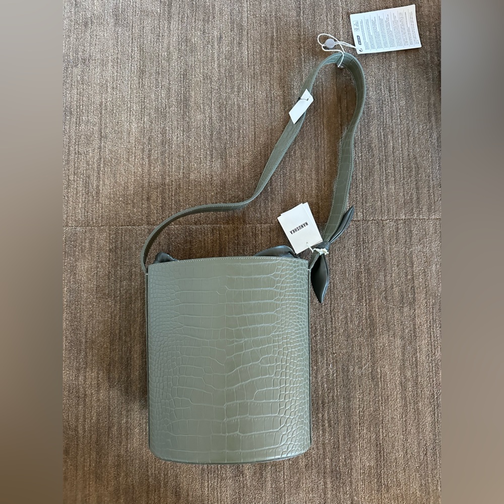 NWT Nanushka Kat Green croc effect bag